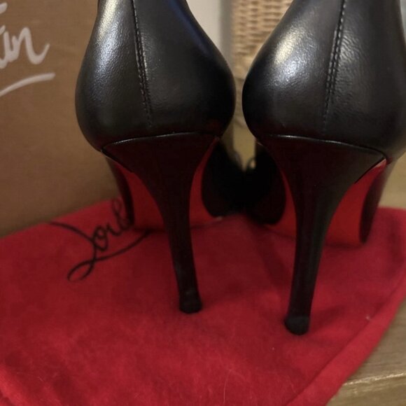 Christian Louboutin Black Leather Stiletto Pumps Pointed Toe Size 36.5/6.5B - Picture 4 of 5